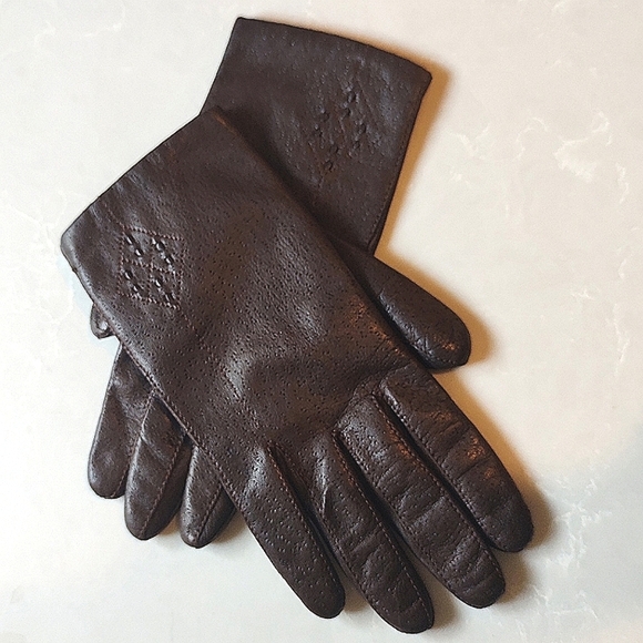 Vintage Kid Leather Gloves (lined) Made in Hungary | Brown Sz 6.5-7 - Picture 1 of 12
